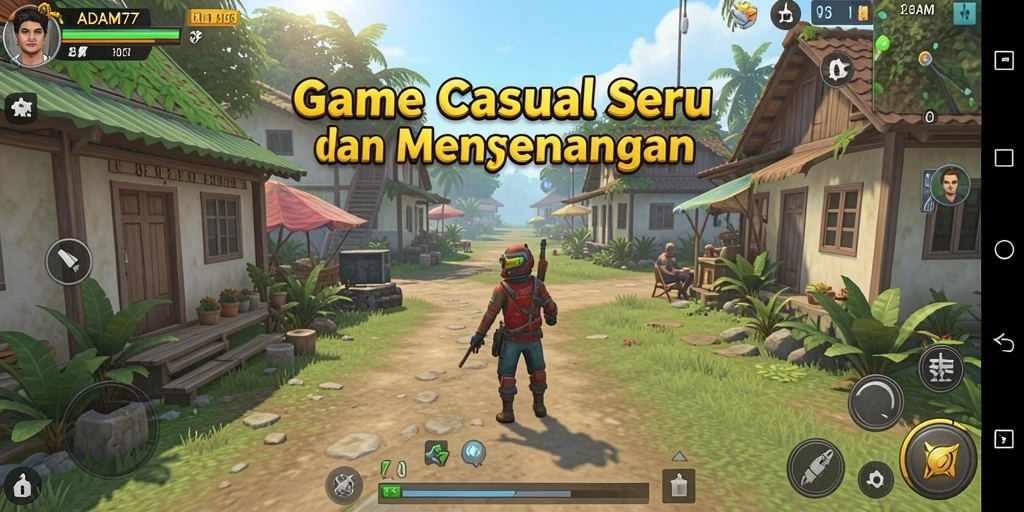Screenshot ADAM77 menampilkan gameplay yang seru dan penuh warna.