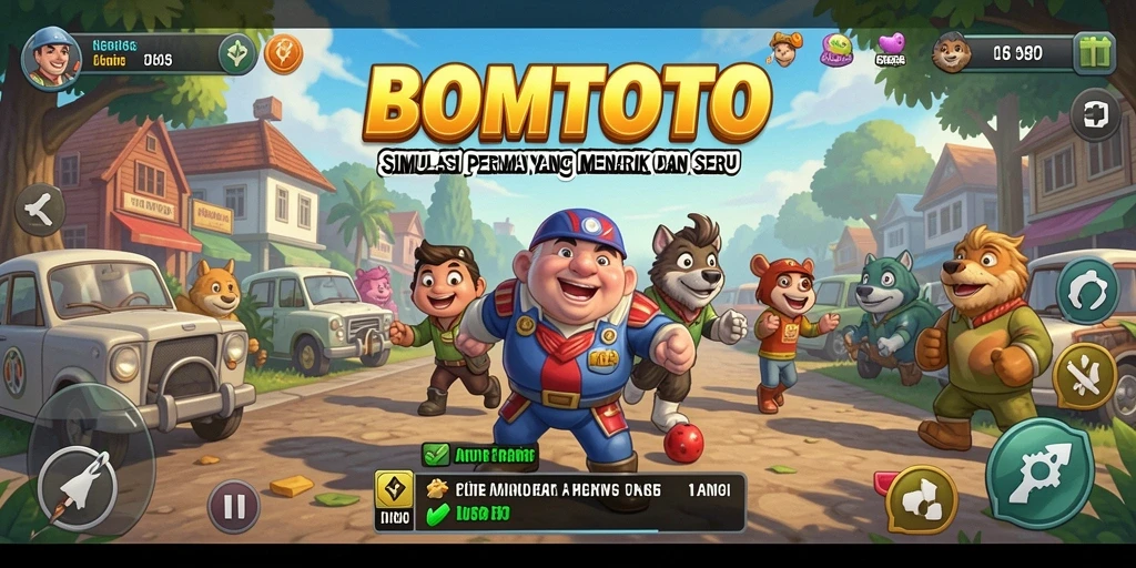 Screenshot menunjukkan gameplay mendalam dan interaktif BOMTOTO.
