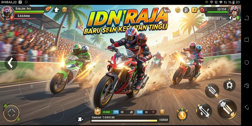Screenshot gameplay balapan mendebarkan dalam IDNRAJA