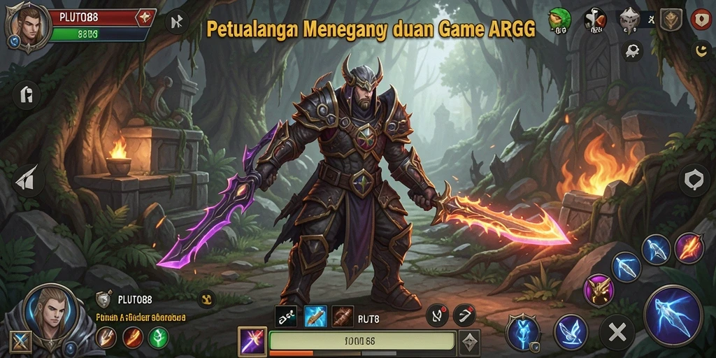 Screenshot gameplay PLUTO88 yang menunjukkan pertarungan epik dalam ARPG.