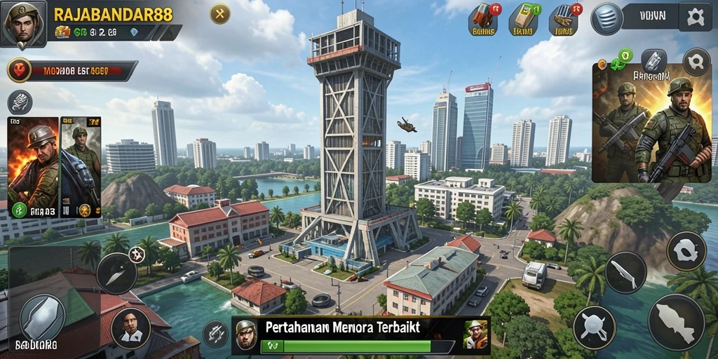Tangkapan layar gameplay menunjukkan pertarungan seru di RAJABANDAR88.